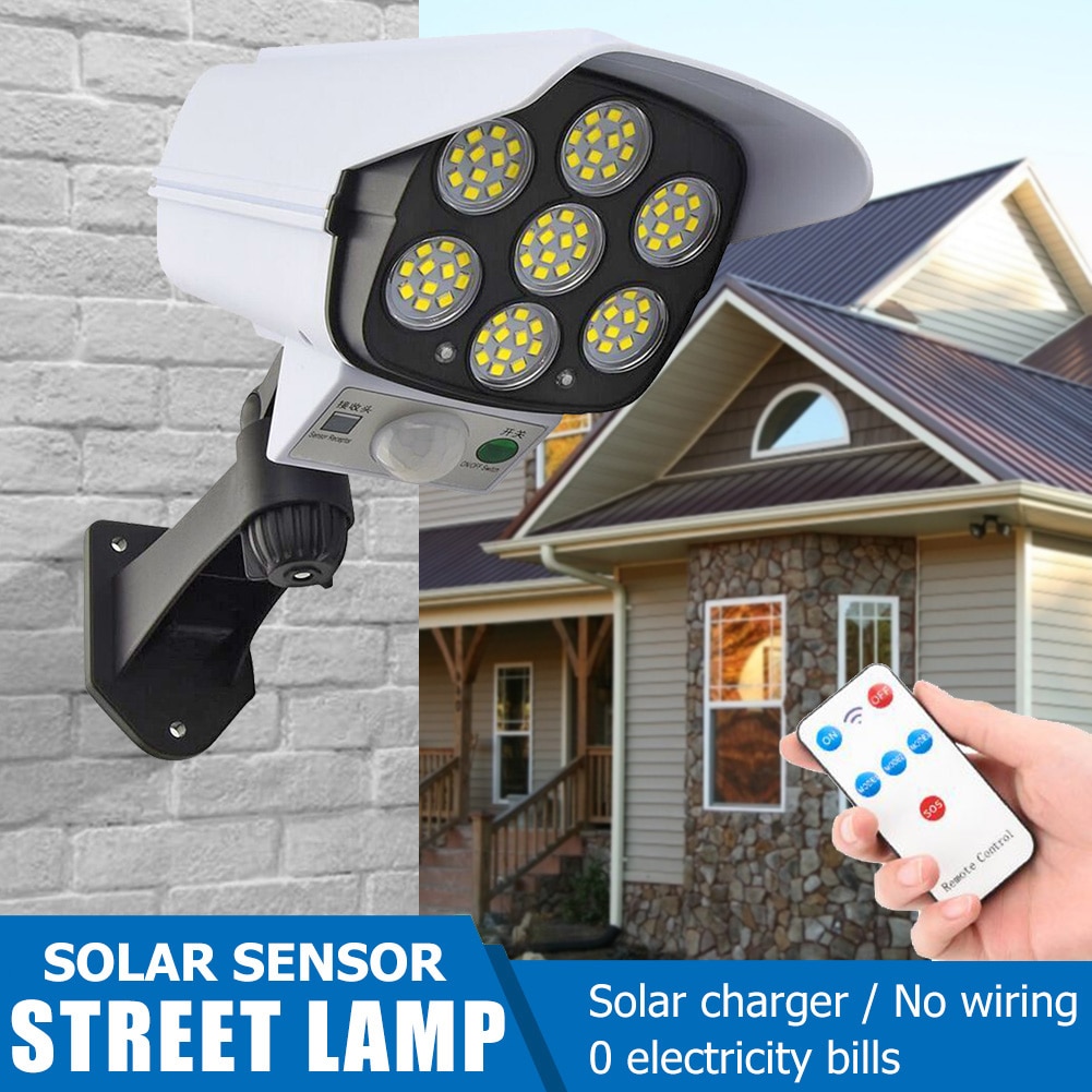 Solar Light Motion Sensor Security Dummy Camera Outdoor Light 3 Modes 77 LED Wall Lamp Motion Sensor Street Light For Garden
