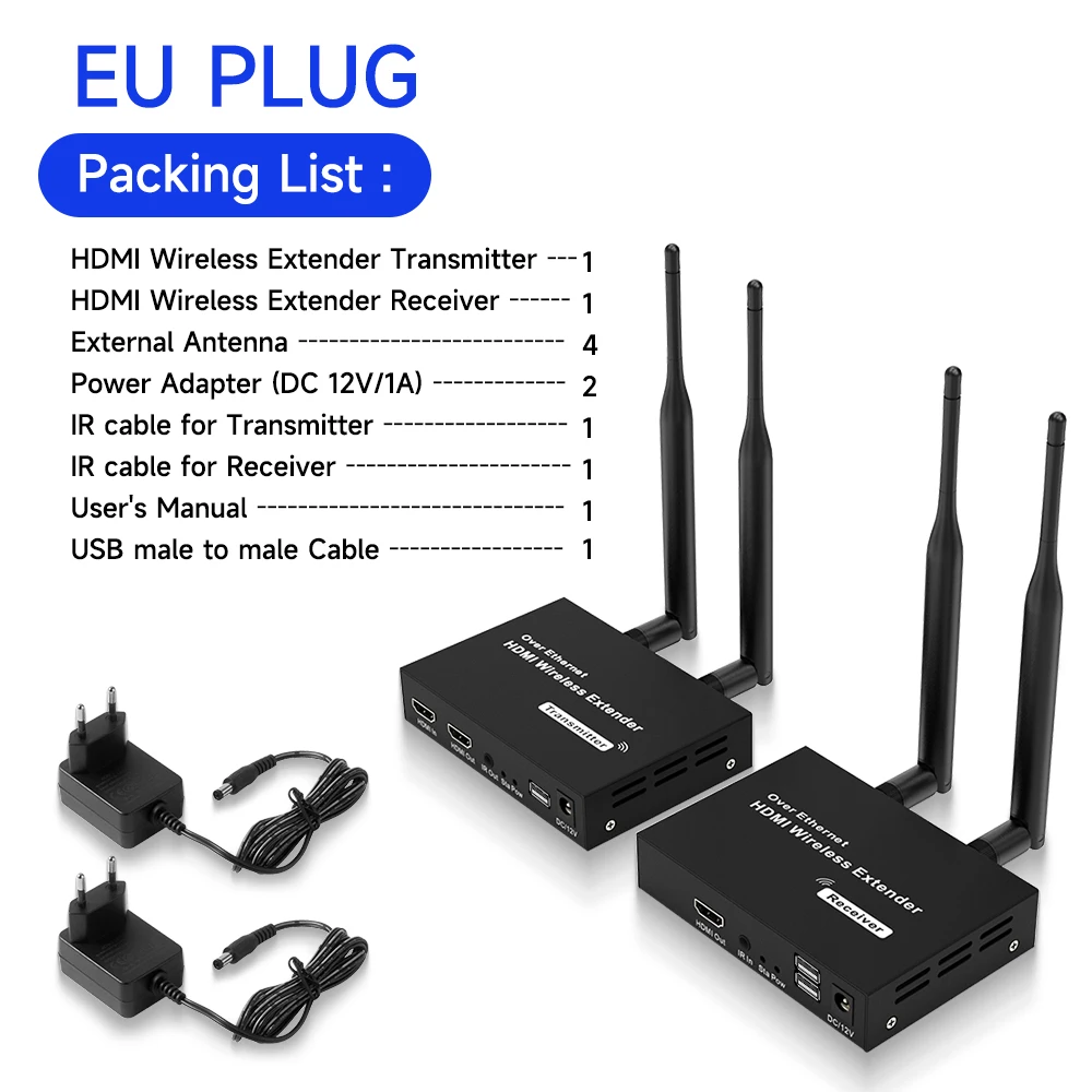 200m trådlösa hdmi-videosändare/mottagare-kit förlängningsadapter tv-dongel 1080p kvm loop-out ir för skärm, projektor, bärbara datorer