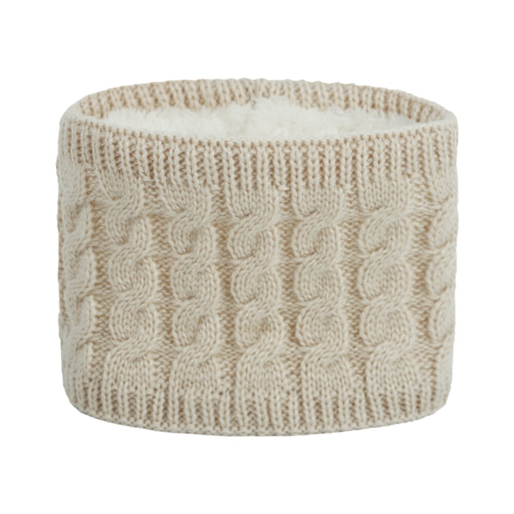 Små drenge piger varm flettet strikke ring tørklæde børn fluffy plys tørklæde krave blød elastisk lydpotte multi farve: Beige