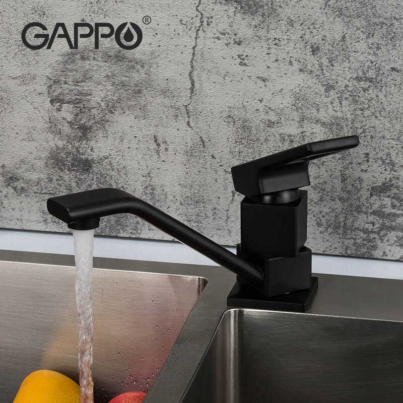 GAPPO rubinetto da cucina nero acqua calda e fredda ottone maniglia singola rotazione a 360 gradi miscelatore miscelatore Cozinha Torneira
