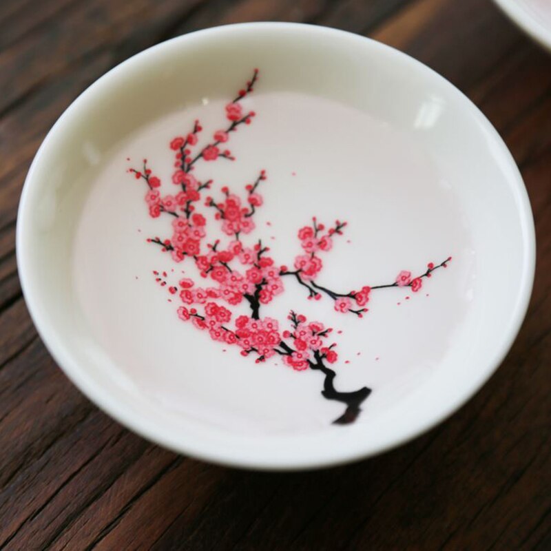 Japanese Magic Sakura Cup Cold Temperature Color Changing Flower display Sake Cup Ceramic Kung fu Tea Cup Tea Bowl: cold-change 1