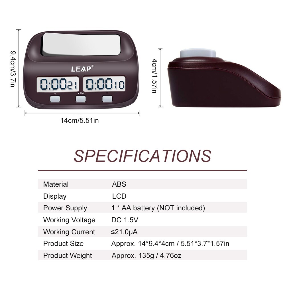 Digital Chess Clock Stop timer Count Down Chess Timer with Alarm Electronic Board Game Bonus Competition Master Tournament
