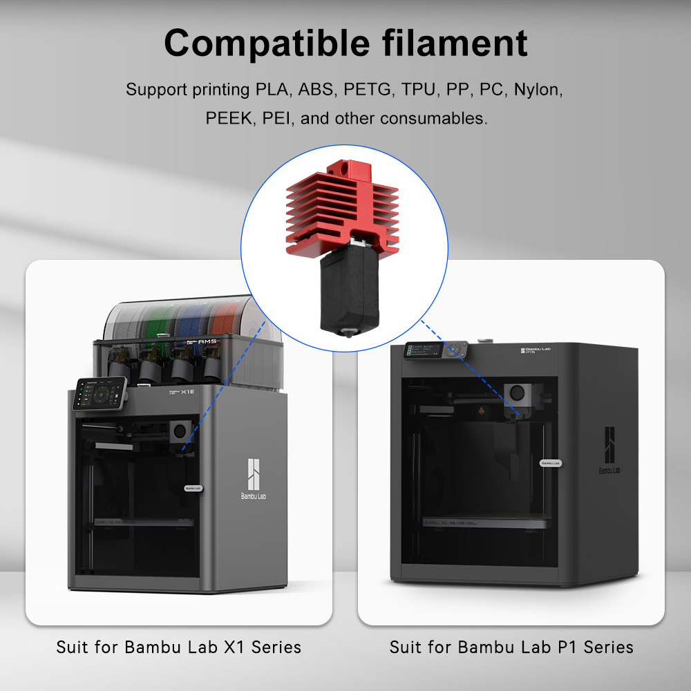 Nuovo aggiornamento TZ4.0 Hotend per BambuLab P1S, P1P, X1, X1C, X1E Ugello in acciaio temprato monopezzo caldo fine kit Accessori per stampante 3D