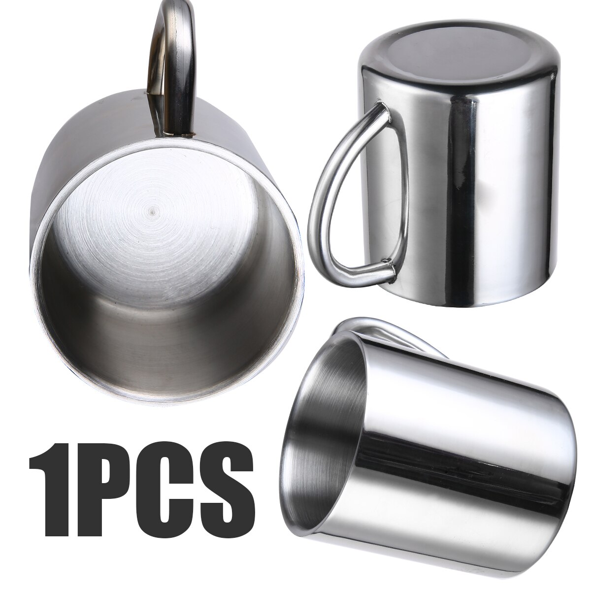 Stainless Steel Double Wall Mug Coffee Tea Water Cup With Handle Multi Metal Gargle Cup Wide Mouth 200ml Portable Durable