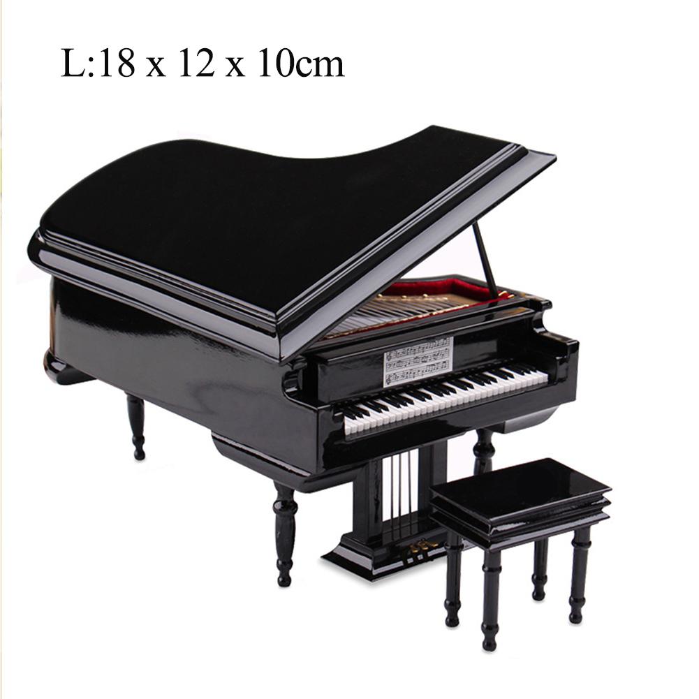 Miniature Grand Piano Model Assembly Replica Mini Piano with Stool Musical Instrument Collection Decorative Ornaments Display: 18x12x10CM