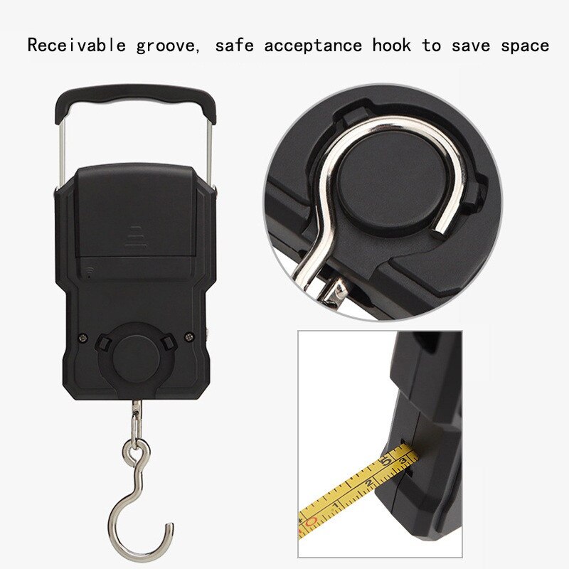 Báscula Digital con cinta métrica para equipaje, viaje, peso, Steelyard, colgar, balanza de gancho electrónica, retroiluminación LCD de herramientas de peso