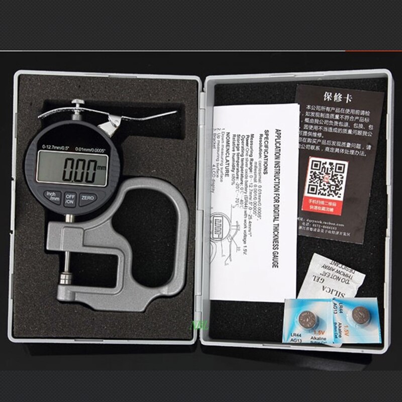 0.01mm Dial Electronic Thickness Gauge 0-12.7mm Portable Digital Dial Thickness Meter Accuracy 10mm*0.01 Data Output Micrometer