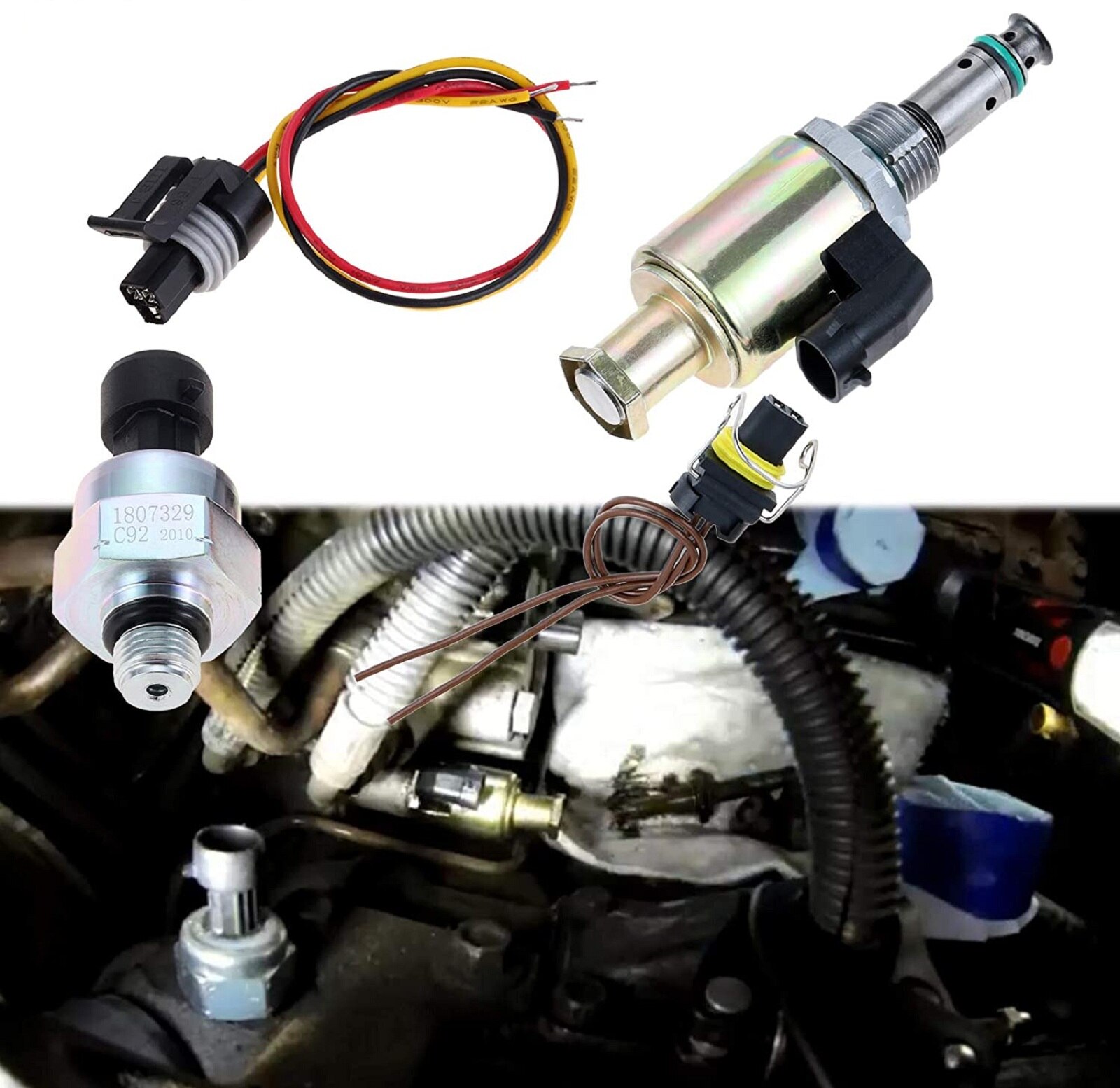7.3 Powerstroke Fuel Injection Pressure Regulator IPR Valve with ICP Control Sensor Pigtail Connector for Ford 7.3L-1995-2003