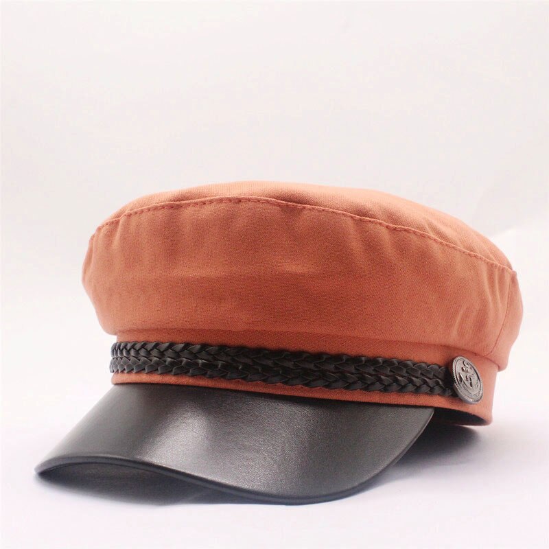 Blank black Newsboy Caps for Women Spring Autumn Winter Hats cotton Cap Winter Ladies Black Hat Beret Cap: Orange