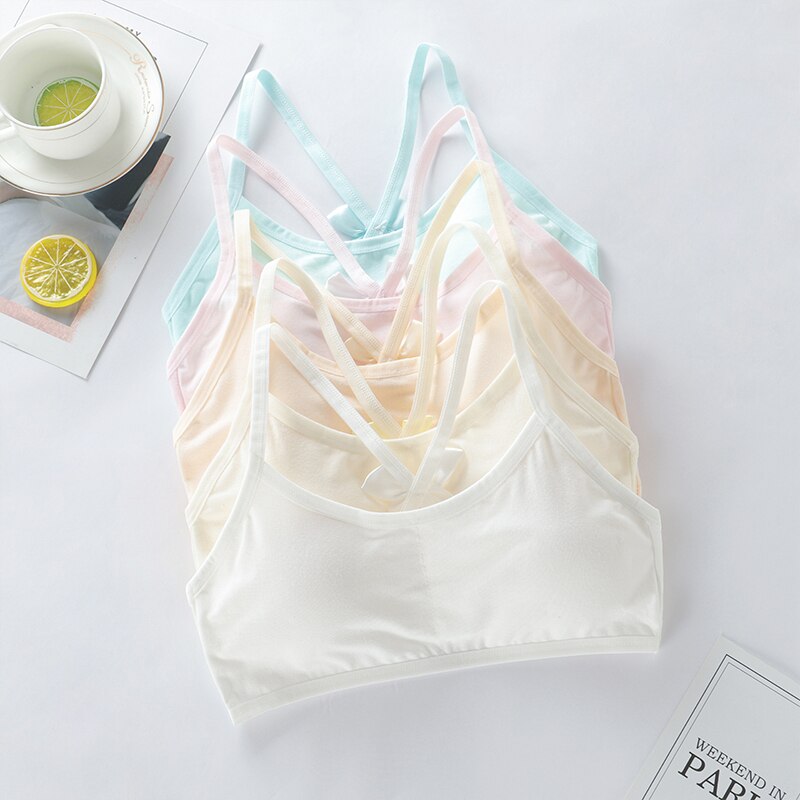 4 Pcs/Lot Girls Bras Cotton Adolescente Girl Underwear Children Training Bra Soft Chest Padded Tops Brassiere For Girls 8-16Y: 1-20GNS002