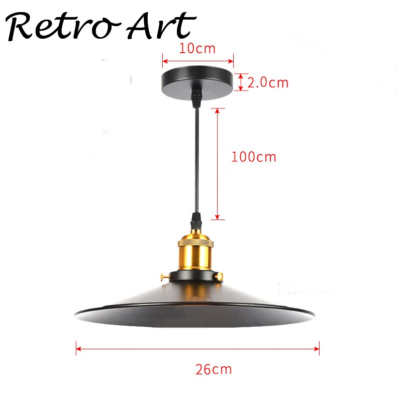 Decoratieve Hanglamp E27 Bar Restaurant Lamp Armaturen Vintage Edison Stijl Opknoping Lamp Met Lampenkap: 26CM