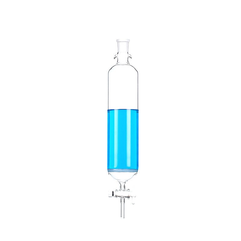 Columna de cromatografía de adsorción, válvula de PTFE, placa de núcleo de arena, vidrio de borosilicato, Diam. 15 mm ~ 70 mm longitud 300 mm