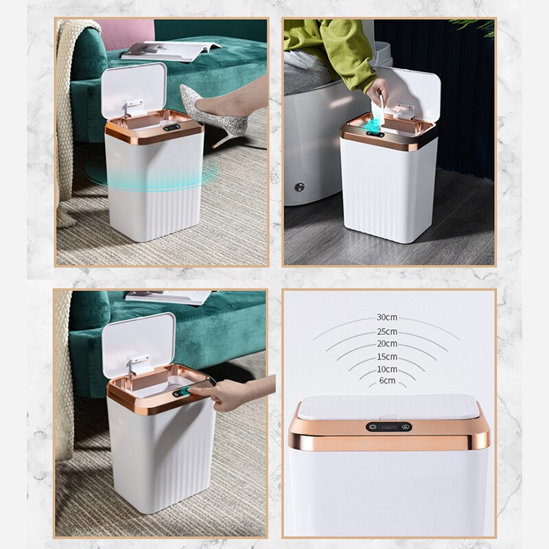 Smart Sensor Trash Can Electronic Automatic Dustbin Waste Bin Rubbish Can Garbage Storage Bucket for Bathroom Toilet Kitchen