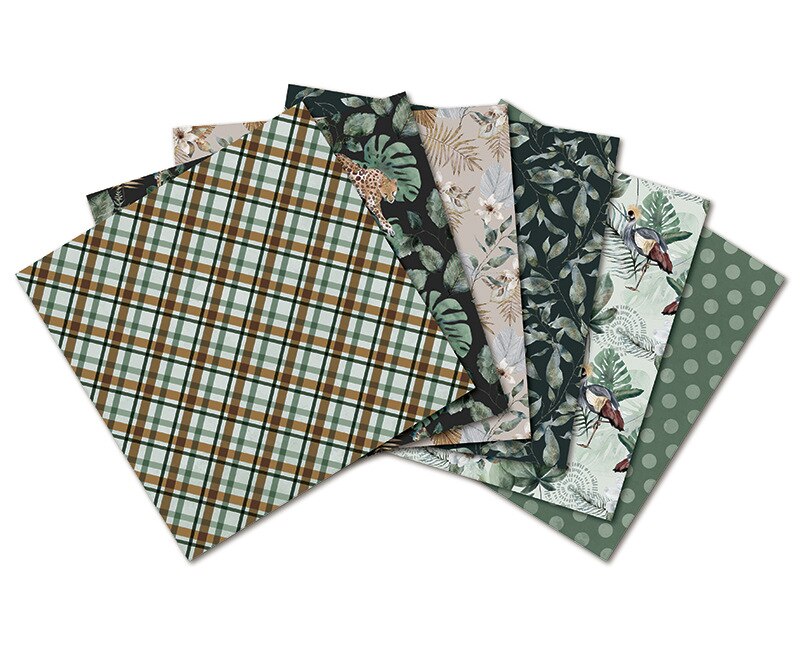 KSCRAFT 12pcs 6" Single-side Printed Out of Africa pattern papercraft art paper handmade scrapbooking kit set books