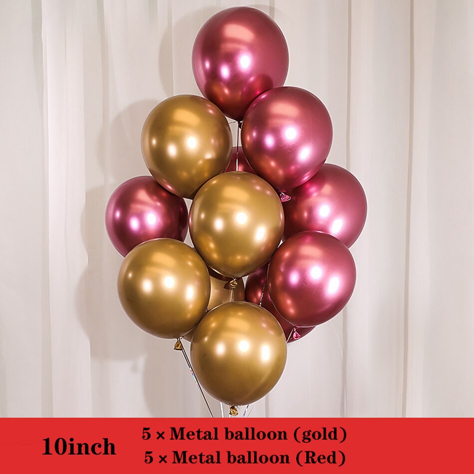 10pcs 10inch Matt Red Pomegranate Latex Balloons Birthday Party Decorations Kids DIY Double Balloons Year's Wedding Decor: Golden Red