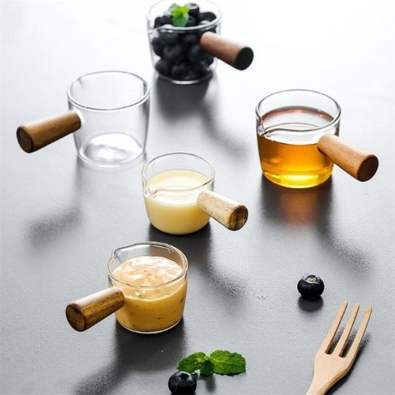 Multi-Functionele Smaak Schotel Koffie Mini Melk Cup Hand-Draw Saus Schotel Met Handvat Glas Saus Azijn Snack plaat Servies