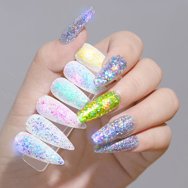 Clorful Opal Jelly lentejuelas brillo de uñas copos oro plata Holographics polvo brillante polvo arte uñas decoración DIY manicura
