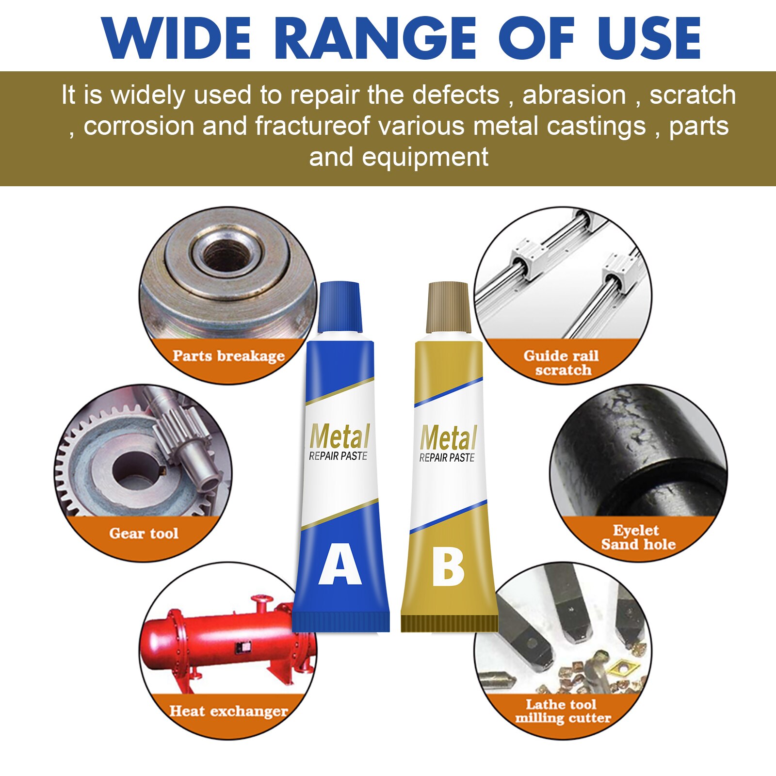 20-100g Quick-drying Cold Welding Glue Steel Cast Iron Metal Repair Agent Glue Industrial Repair Paste Glue for Crackle Repair