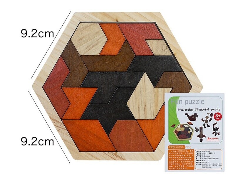 Rompecabezas de madera Hexagonal geométrico para niños, puzle de desarrollo intelectual, diversión, visión en Color, educativo, Toy3D, educativo: NO.3248