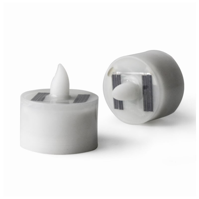 Vela de energía Solar de plástico, lámpara de luz amarilla LED sin llama, luces de té electrónicas para exteriores, 12 piezas