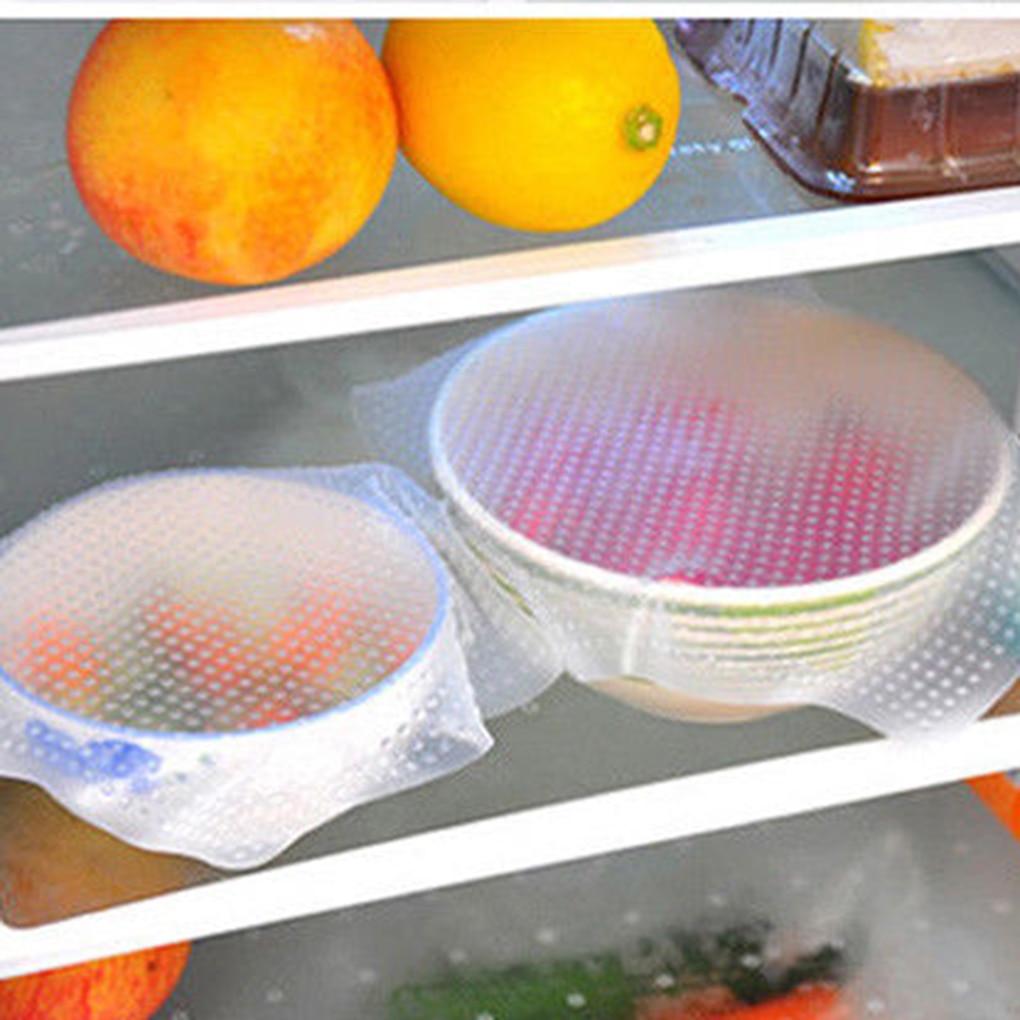 1 ud./4 Uds. Envolturas de silicona para alimentos reutilizables para mantener los alimentos frescos en el recipiente sellado al vacío tapa elástica accesorios de cocina