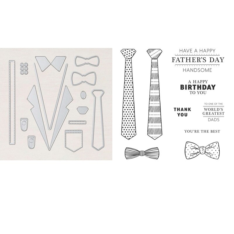 Grassement Adapté Timbres et Coordination Meurt Cravate fête des Pères Timbre Clair Pour La Fabrication De Cartes BRICOLAGE Scrapbooking Papier Artisanat