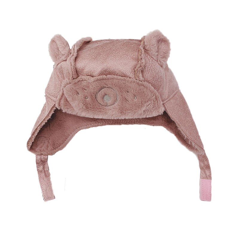 Babyjongens meisjes cartoon hoed kinderen kinderen oorklep kap winter warme pluche katoenen muts buiten lei feng muts: Roze