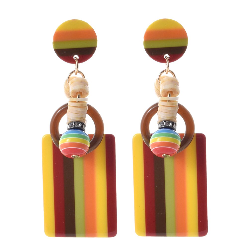 Ztech Colorful Acrylic Earrings For Women Boho Acetate Dangle Earrings Big Bohemian Accessories Geometric Pendants