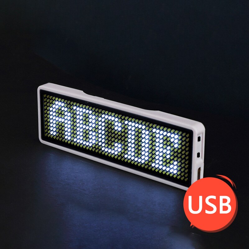 Led Badge Clip Insignia Rechargeable Bluetooth Digital Diy Scrolling Message Board Mini Display Led Name Peugeot Badge Sign Tag: USB White