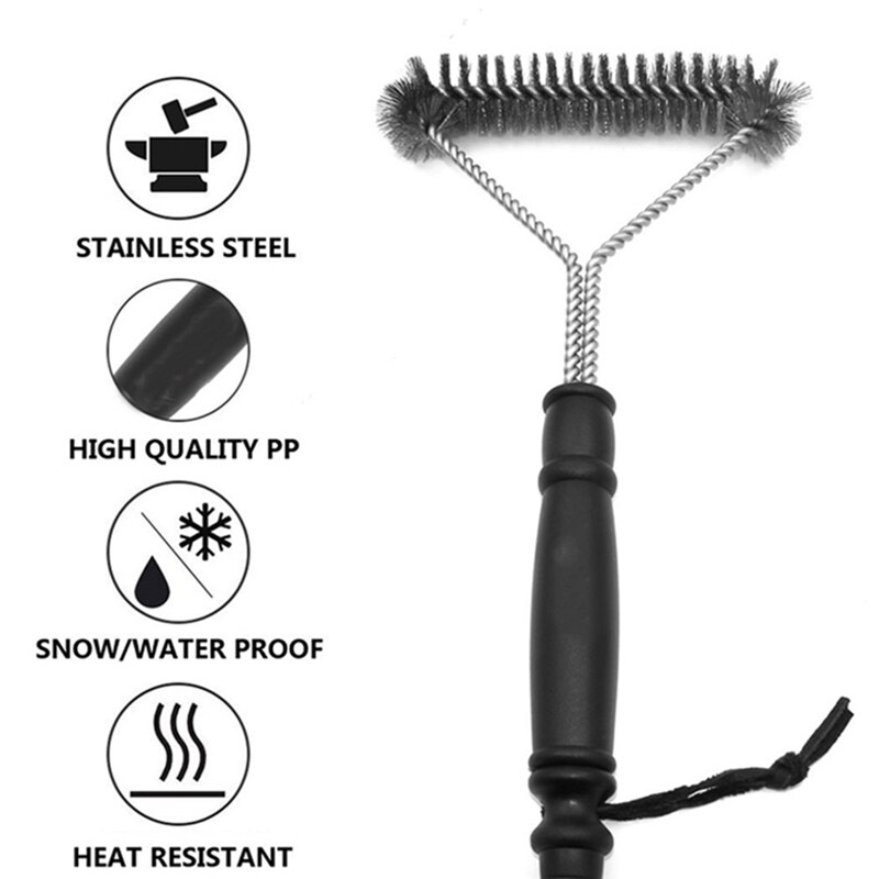 Outdoor BBQ Clean Tool Stainless Steel Barbecue Grill Cleaning Brush Wire Cleaner Accessories With Long Safe Handle Grill Brush