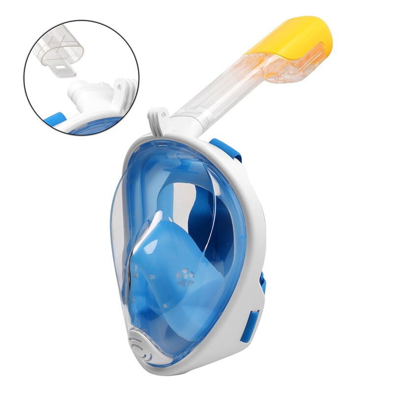 Swimming Snorkeling Mask Underwater for Diving Full Face Snorkel Anti Fog Anti-Leak Beach Sea Swim Pool Accessories Adult Child: Blue / S/M