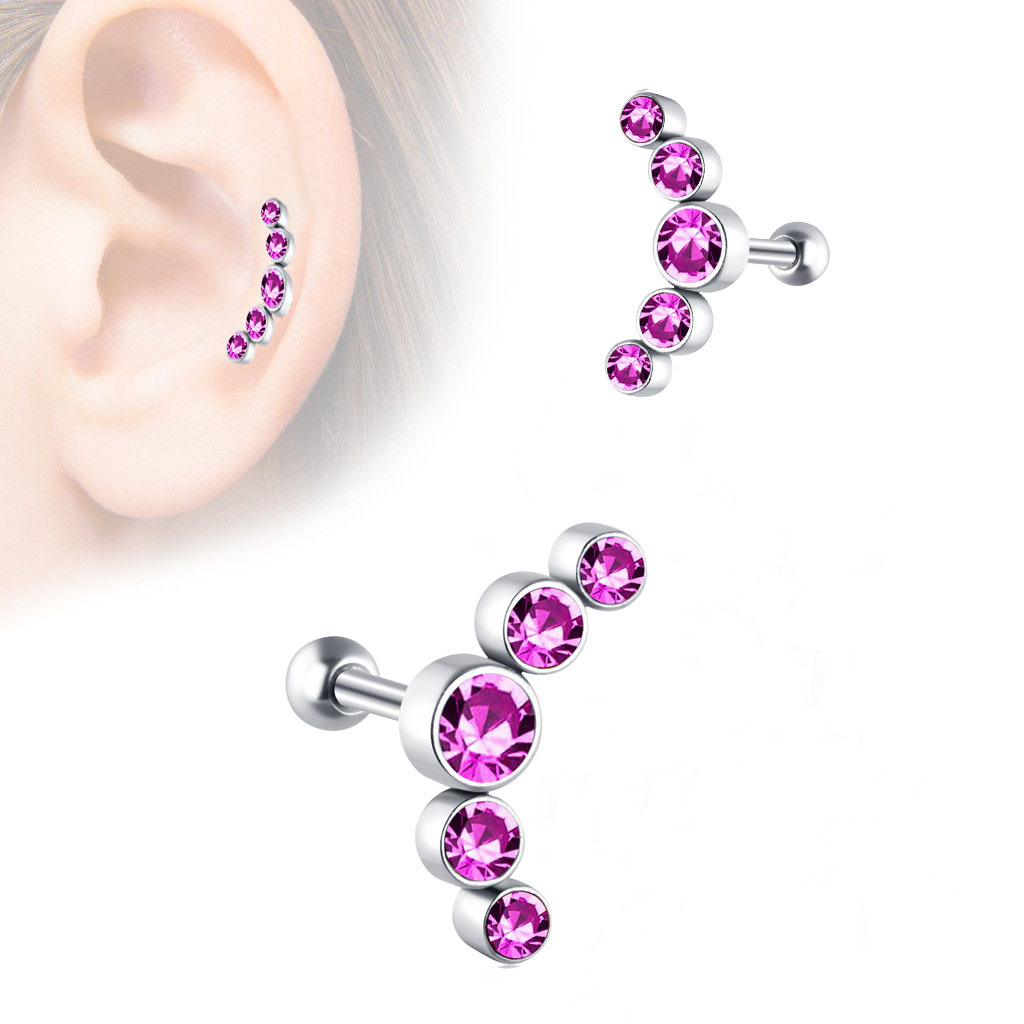 1 Uds. Pendiente de hélice para Piercing de cartílago de cristal, barra de acero inoxidable, pendientes para el trago, joyería Daith para mujer