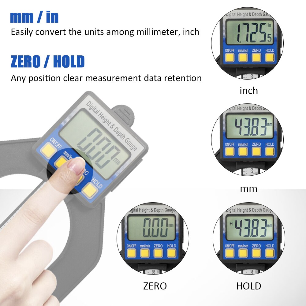 High Precision Vernier Caliper Ruler LCD Digital Display Slide Caliper Vernier Ruler Height and Depth Gauge with Measuring
