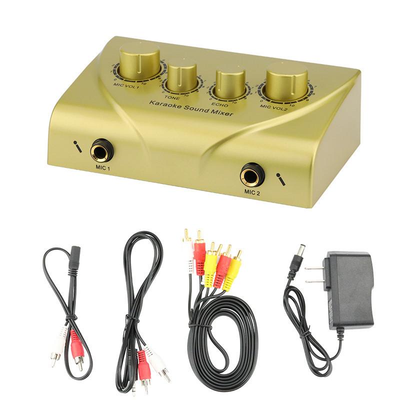 Karaoke Sound Mixer Audio System Dual Mic Input Portable Mini Digital Karaoke Machine Mixer For Family KTV: view