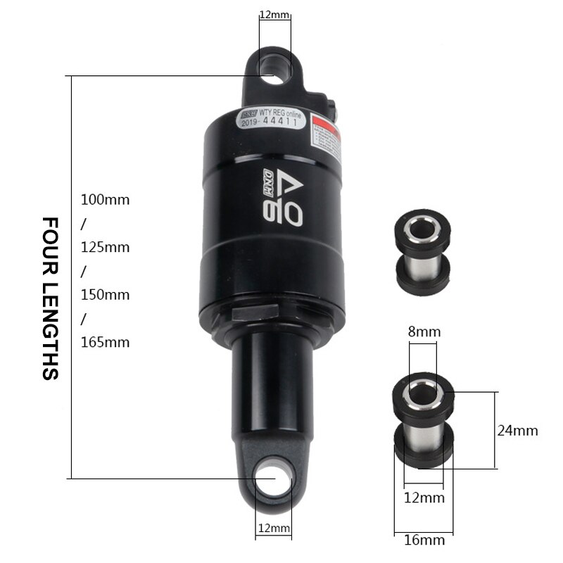 AO-6 Air Rear Shock Air Pressure Adjustable 100mm 125mm 150mm 165mm Folding Bike DH/AM MTB Bike Bicycle Rear Shock Absorber