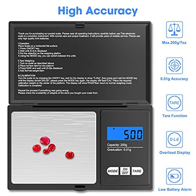 Digital Pocket Scale Digital Food Kitchen Scale Weight In Grams And Ounces Suitable For Jewelry Powder Herbs Spices