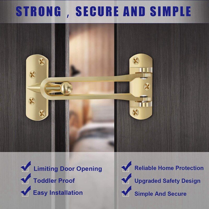 2 Pack Home Security Door Lock Front Door Locks for Kids, Home Reinforcement Lock for Swing-In Doors, Thicken Solid Aluminium Al