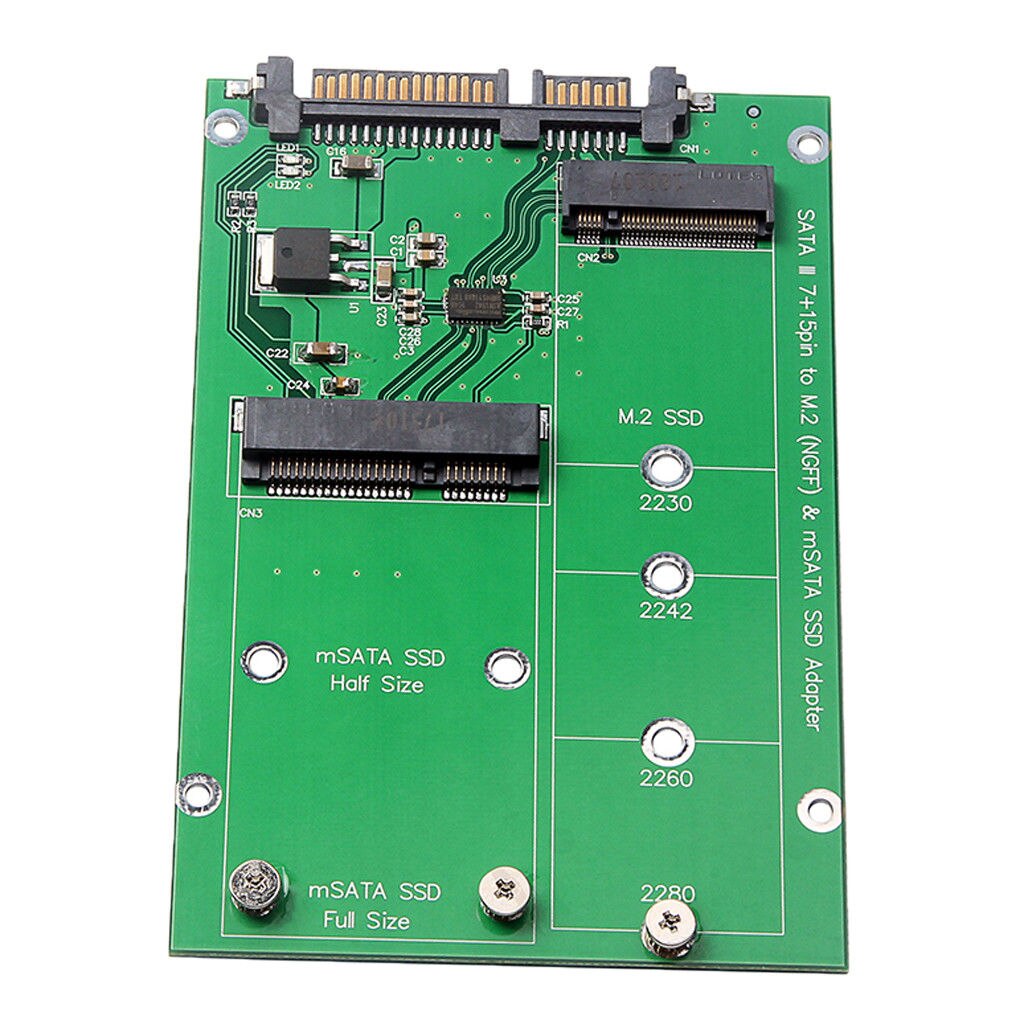 M.2 NGFF MSATA 2 en 1 de 2,5 pulgadas, tamaño múltiple, SSD a tarjeta convertidora SATA III