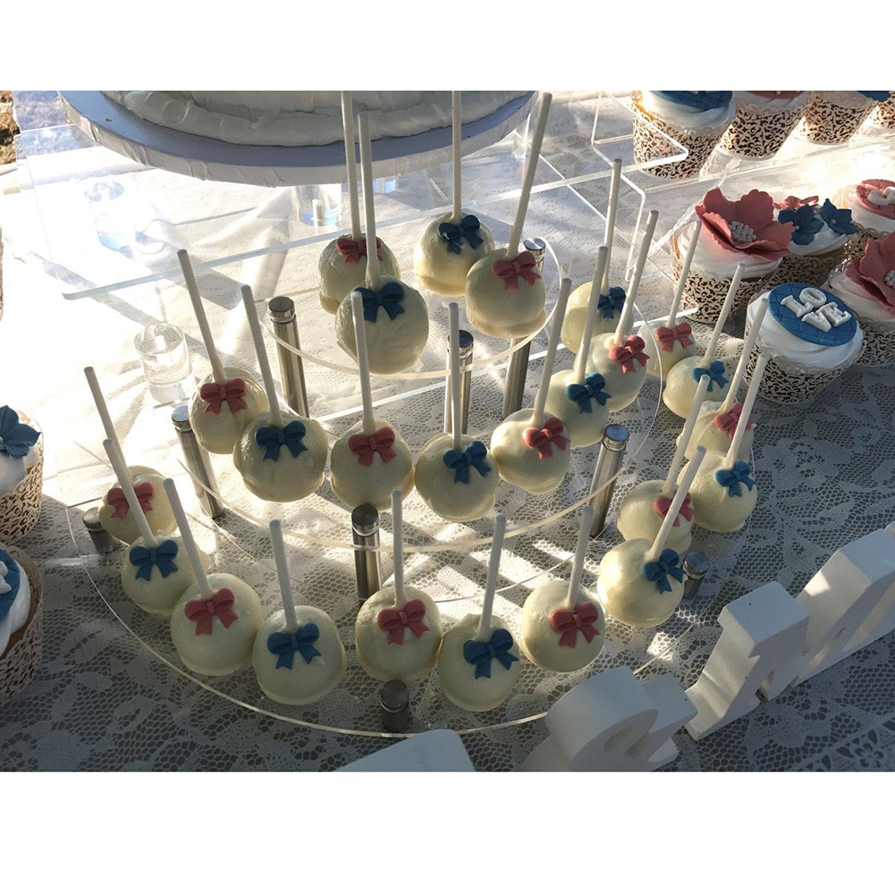 Cupcake holder fødselsdagskage display stander gennemsigtig akryl køkken bryllup serveringsfad 3 etager halvcirkelformet snack stativ
