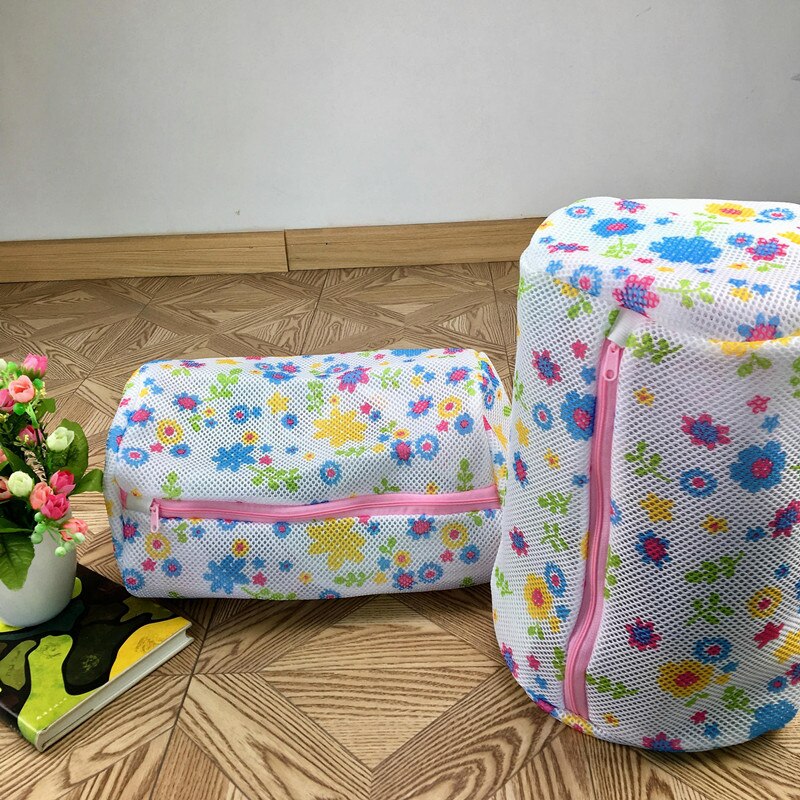 Mesh cylinder vaskepose lynlås vaskeposer vask hjemmebrug mesh tøj undertøj organisator vaskepose badetilbehør: Trykning