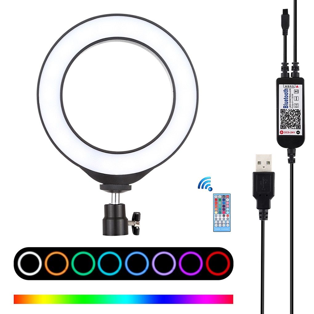 6.2 Inch RGB White Dimmable Ring Light Phone Photography Video LED Circle Lamp Selfie Ring Light
