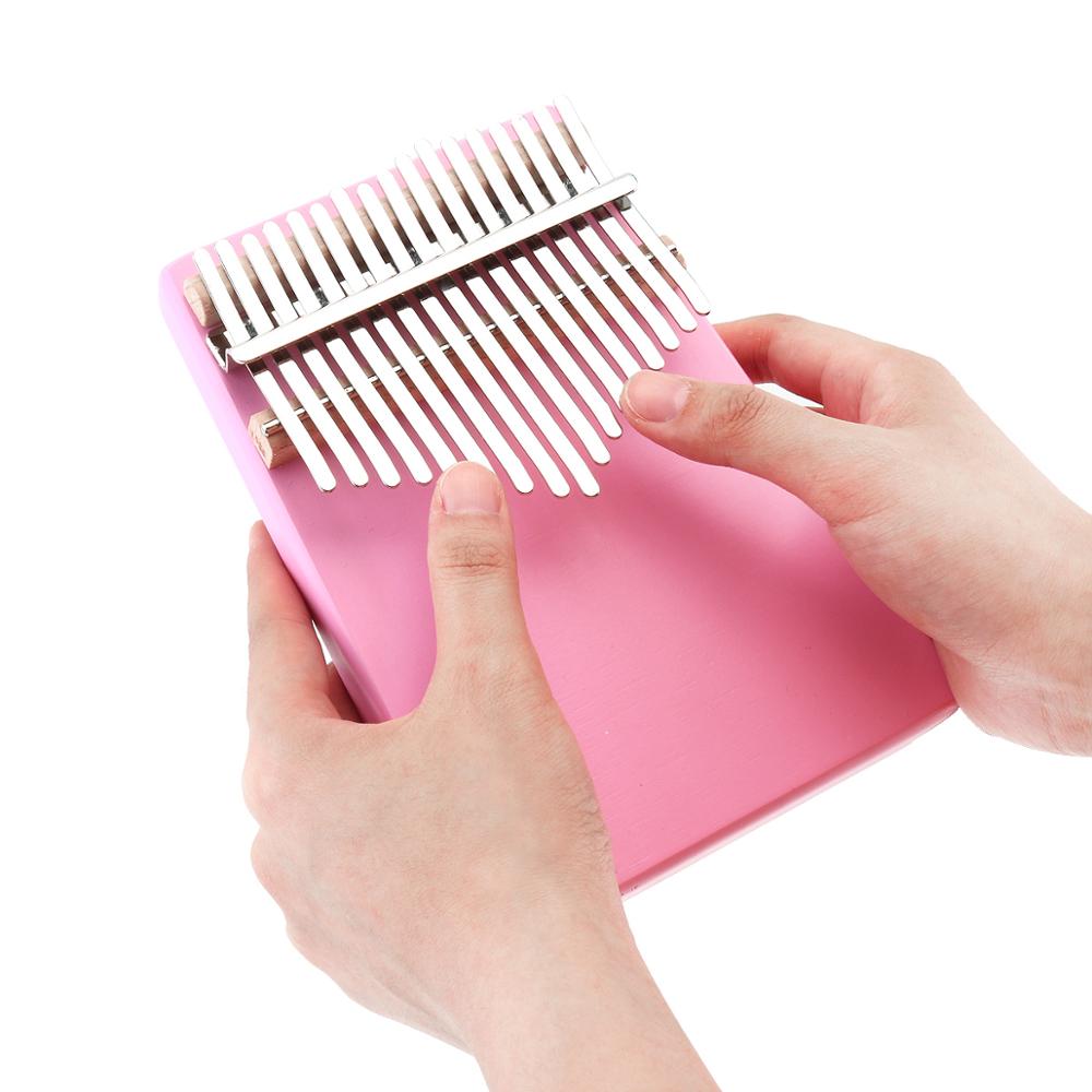 17 Key Thumb Piano Vinger Piano Kalimba Single Board Grenen Mbira Mini Toetsenbord Muziekinstrument Met Tuning Hamer: Pink