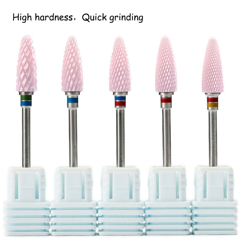1Stck Rosa Nagel Kegel Spitze keramik Bohrer Bits Elektrische Häutchen Sauber Dreh für Manikübetreffend Pedikübetreffend Schleifen Kopf Schleifer Werkzeug