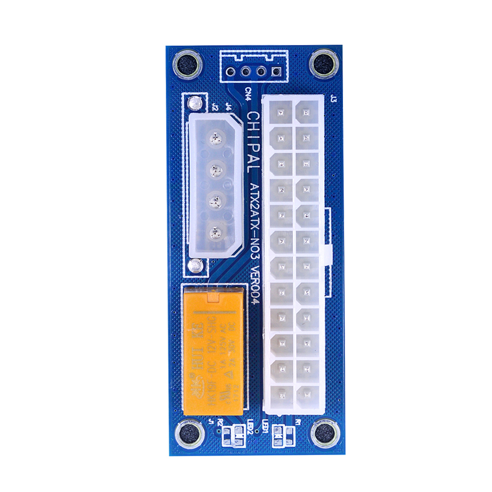 10Pcs Chipal ADD2PSU Atx 24Pin Om 4Pin Dual Psu Kabel Adapter Voeding Sync Starter Verlengkabel: Blue 4Pin to 24Pin