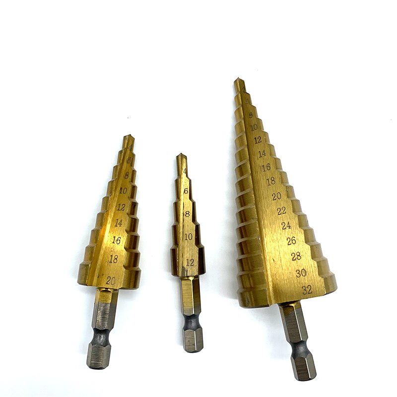 Hss Titanium Stap Boor 4-12/4-20/4-32 Mm Stap Cone Snijgereedschap Staal Houtbewerking Metal boor-Bits