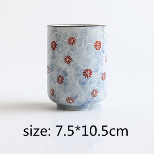 Grote waterbeker in japanse stijl, beschilderde watermok, theekop van steengoedkeramiek, handbeschilderd keukendrinkgerei, rechte theekom: D