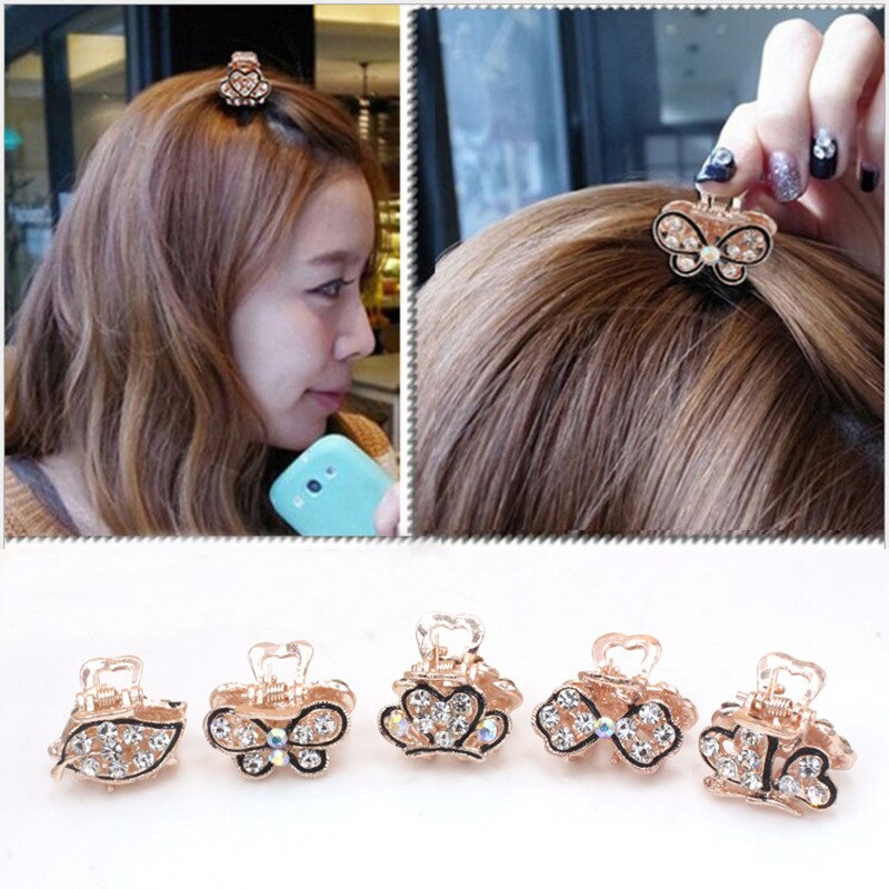 Mode Krab Klauw Clip Voor Vrouwen Meisjes Gouden Vlinder Hart Barrette Vol Strass Bruiloft Haar Accessoires Sieraden