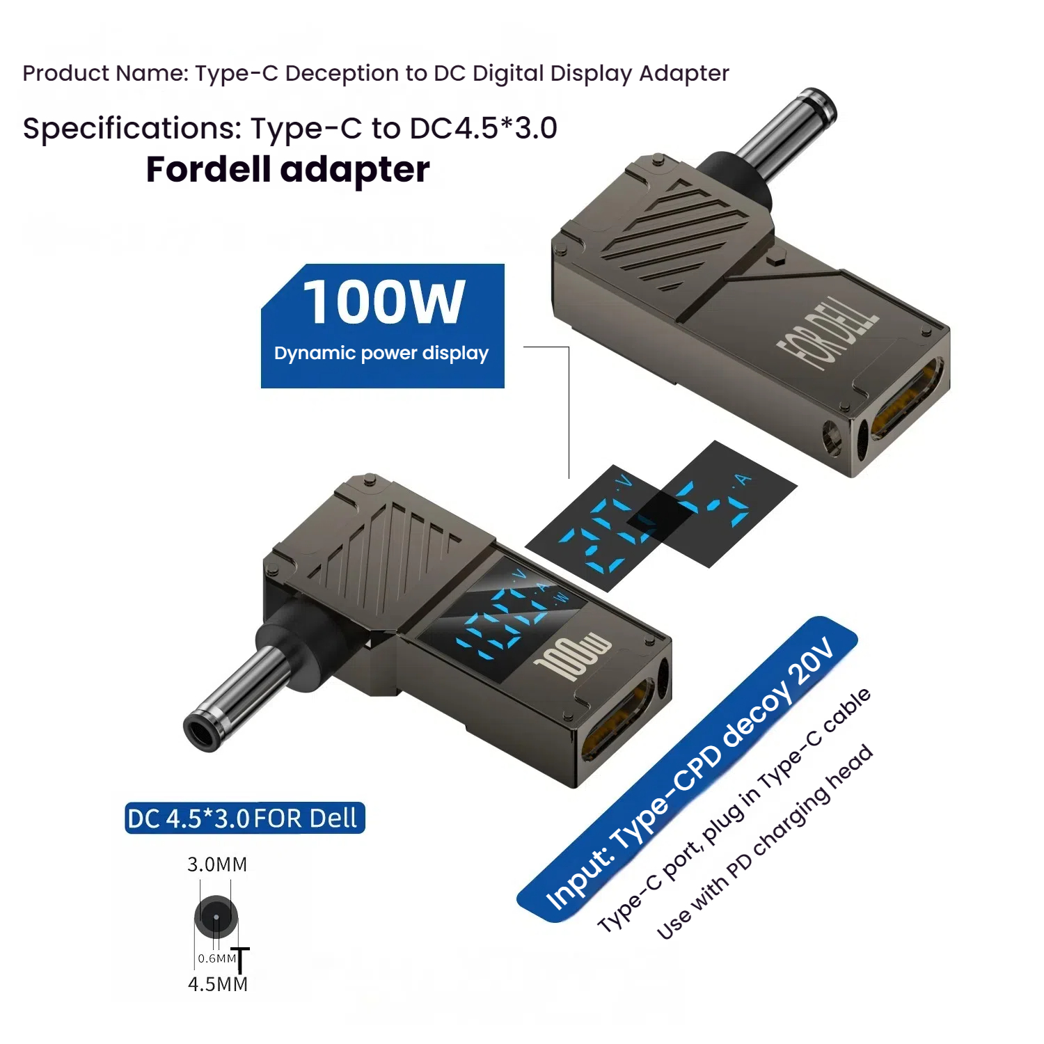 PD 100W Ładowarka do laptopa Adapter 5A 20V Złącze żeńskie Typ-C do DC Męskie Wtyczka Konwerter Do Lenovo/HP/DELL