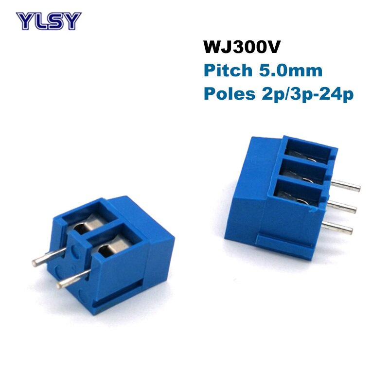 5Pcs Pitch 5.0mm PCB Screw Terminal Block Wire Connector Straight Right Angle Pin 2/3P Morsettiera Cable 1.5/2.5mm2 10-20A: WJ300V / 3P