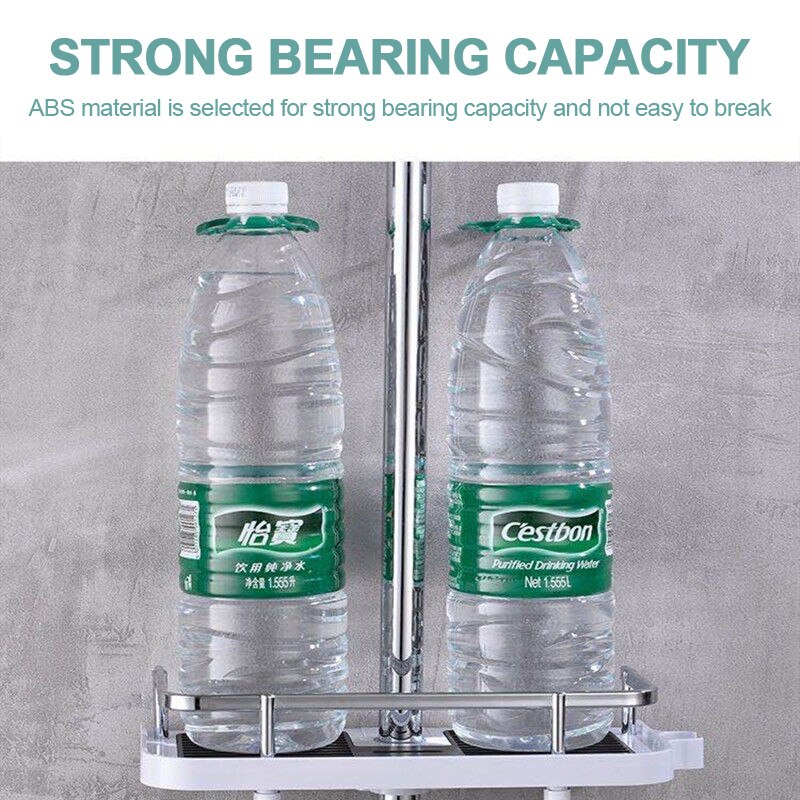 Shower Storage Rack Bathroom Organizer Pole Shelves Shampoo Tray Stand Single Tier No Drilling Lifting Bathroom Accessories